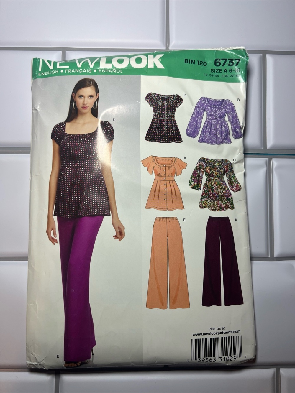 New Look Pattern 6737 Tunic Top & Wide Leg Pants in Plum and Black Size A